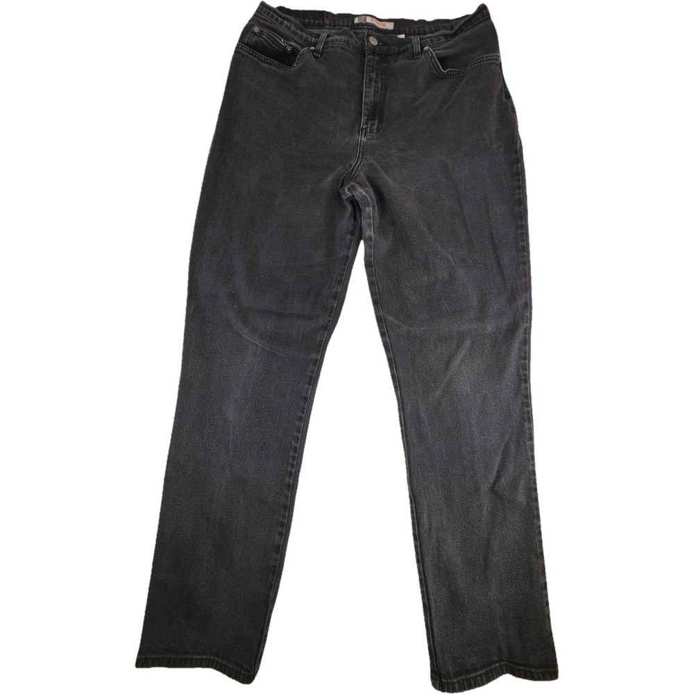 Faded Glory Jeans Women 18 Tall Black Stretch Straight Leg Denim Excellent